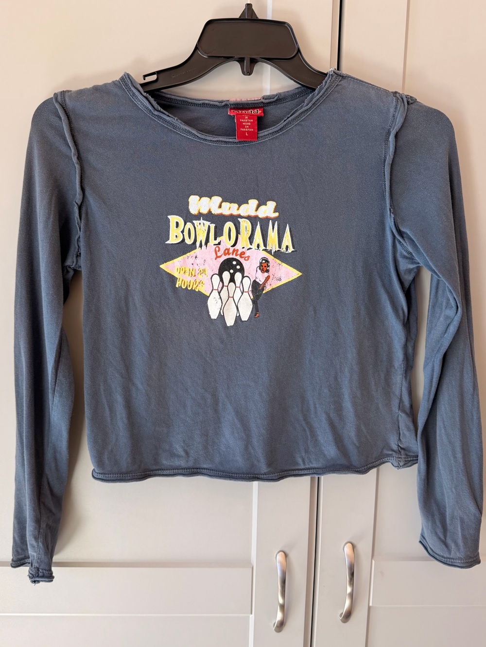 Vintage Graphic Long-Sleeve Kids Shirt - Blue "Bowlorama"